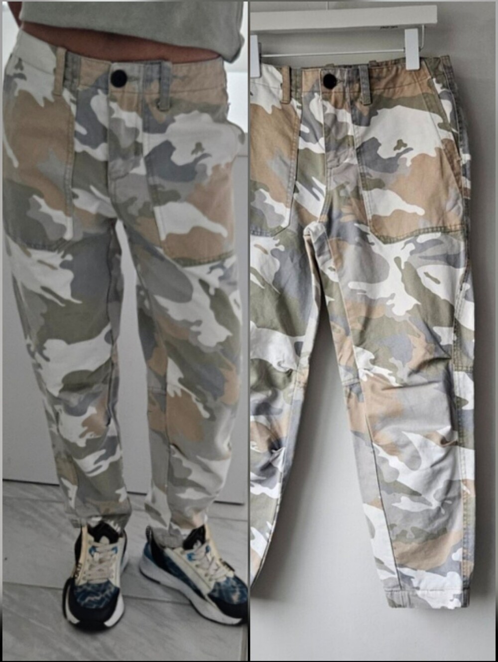 Zadig & Voltaire Camo Cotton Gathered Crop Baggy Pants